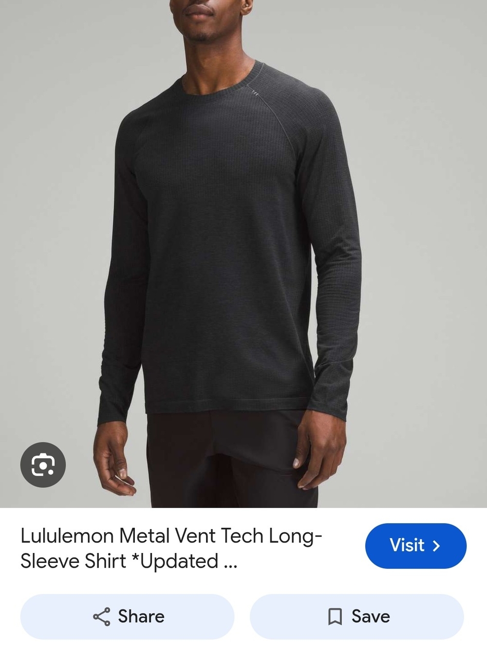 Lululemon Long-Sleeve Metal Vent Tech Shirt — Charcoal Black Size L